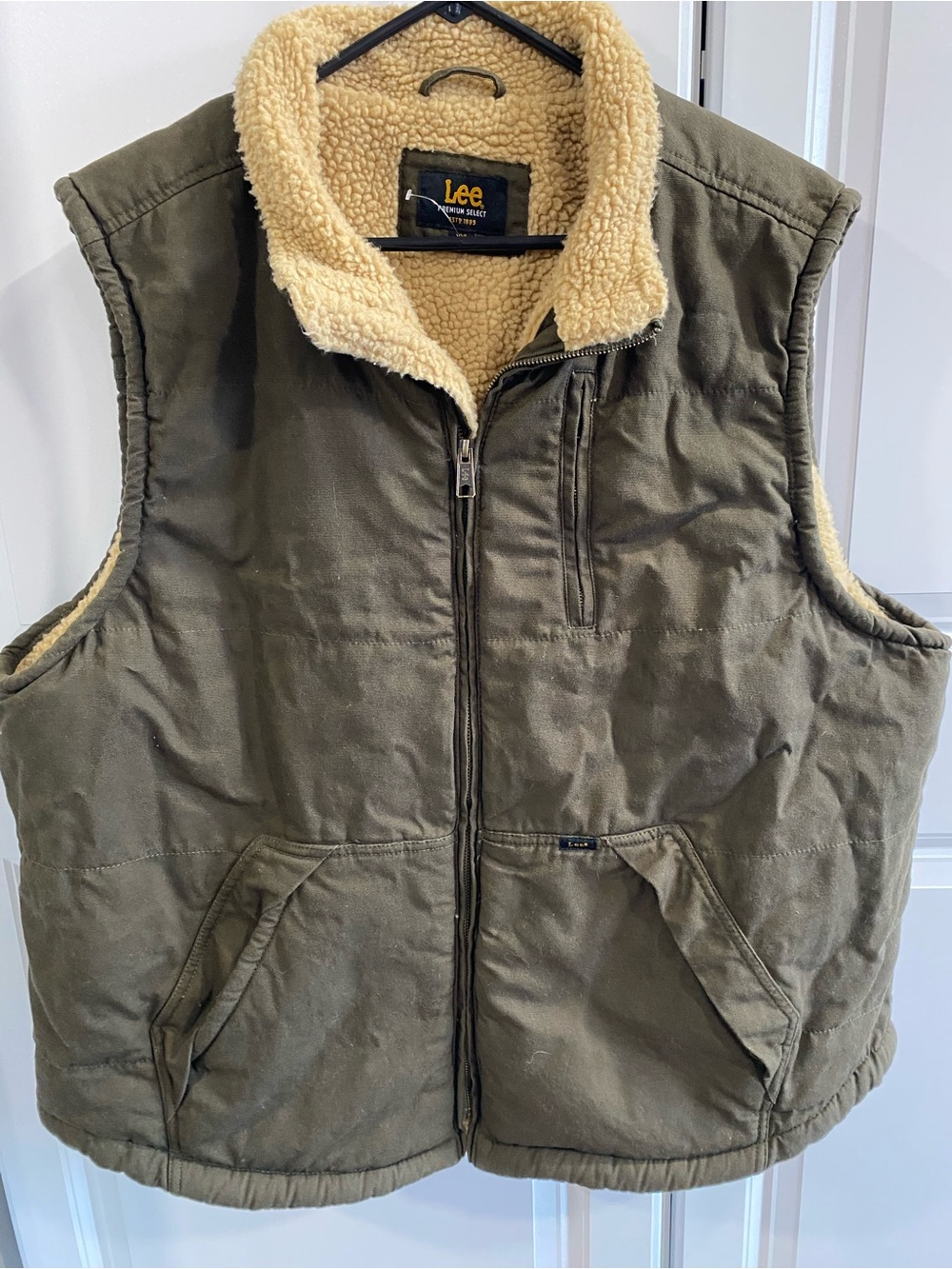 Lee Olive Green Sherpa-Lined Zip-Up Vest